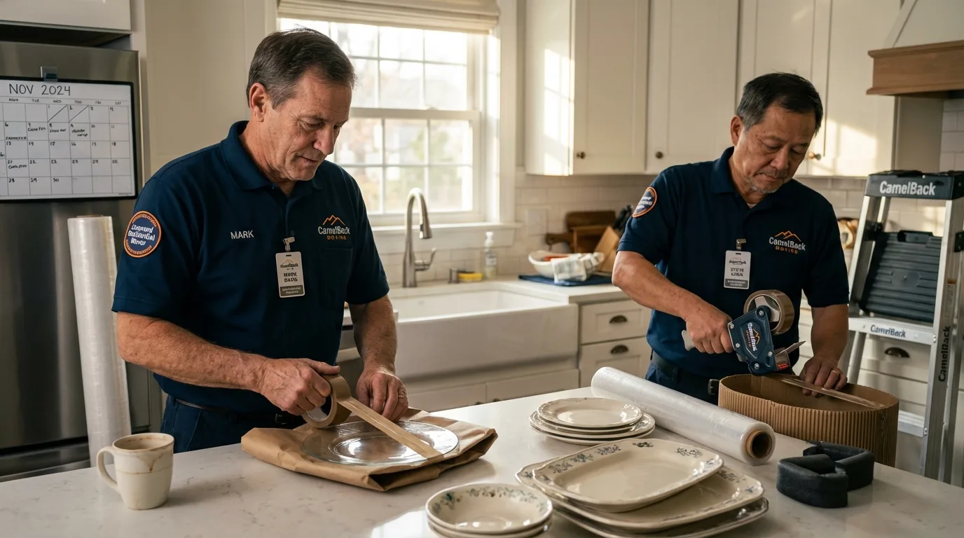 Professional crew packing kitchen dishware in Basalt, CO